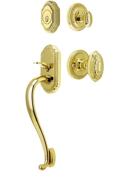 Newport Entry Lock Set in PVD Finish with Grande Victorian Knob and